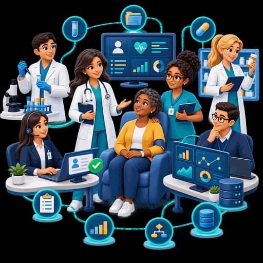 Hospital teams and systems connected through a healthcare workflow